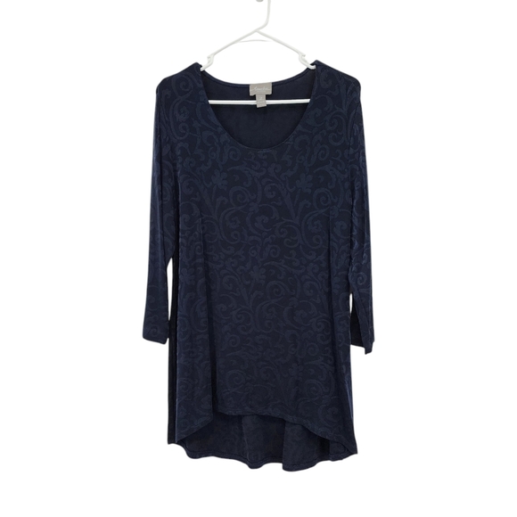 Travelers by Chico's Women's Damask Print High Low Hem Tunic Top - Picture 1 of 7